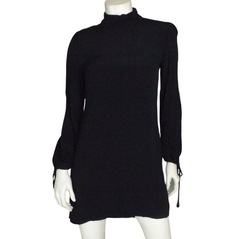 ELLIATT Mini Dress, S, Black, High Neck, Long sleeve/Drawstring cuff,Ultra short